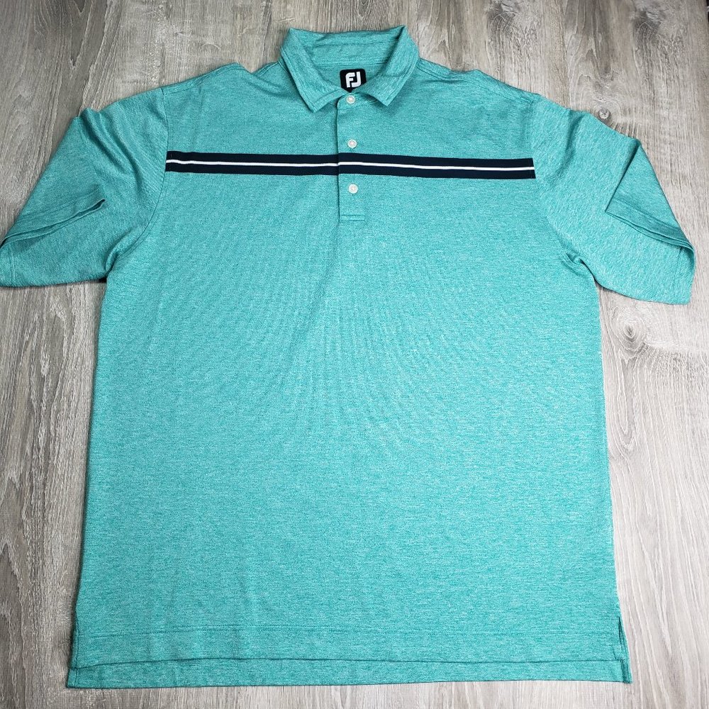 Footjoy FJ Green Chest Stripe Tech Performance Golf Polo Mens Size XXL